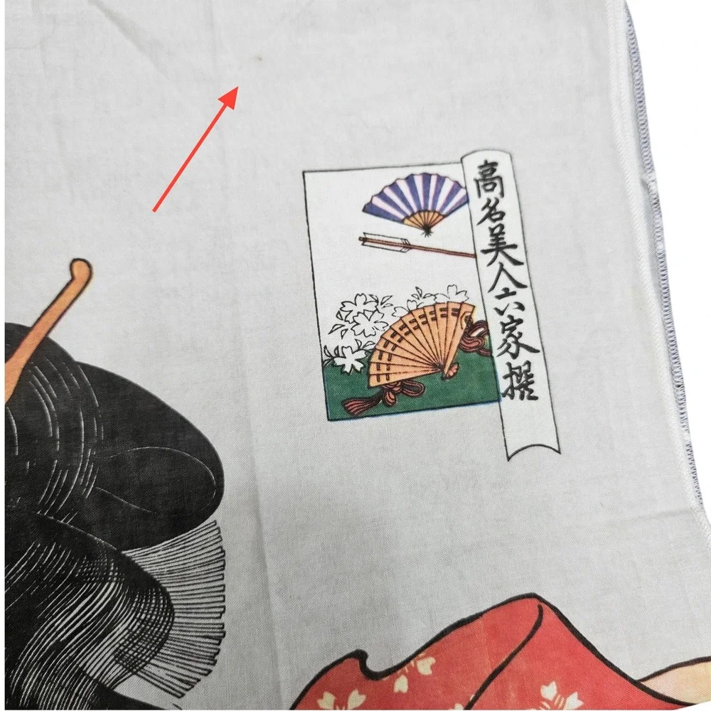 Japanese Geisha Handkerchief Pocket‎ Square Napkin Decor Edo Period Woodblock